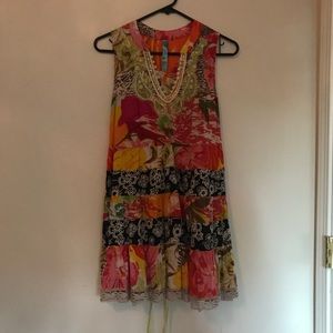 Free People XS Tiered Patchwork Boho Floral Dress